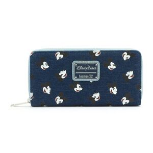 loungefly disney mickey mouse denim zip wallet